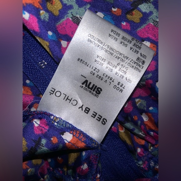 See by Chloe silk printed boho designer formal contemporary purple spring $500 - Picture 9 of 9